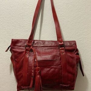 New EMBRAZIO Women Red Leather shoulder  Bag Tote